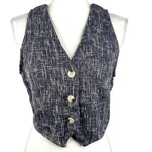 Shein Gray & White Tweed Y2K 90's Three Button Casual Vest Size Medium